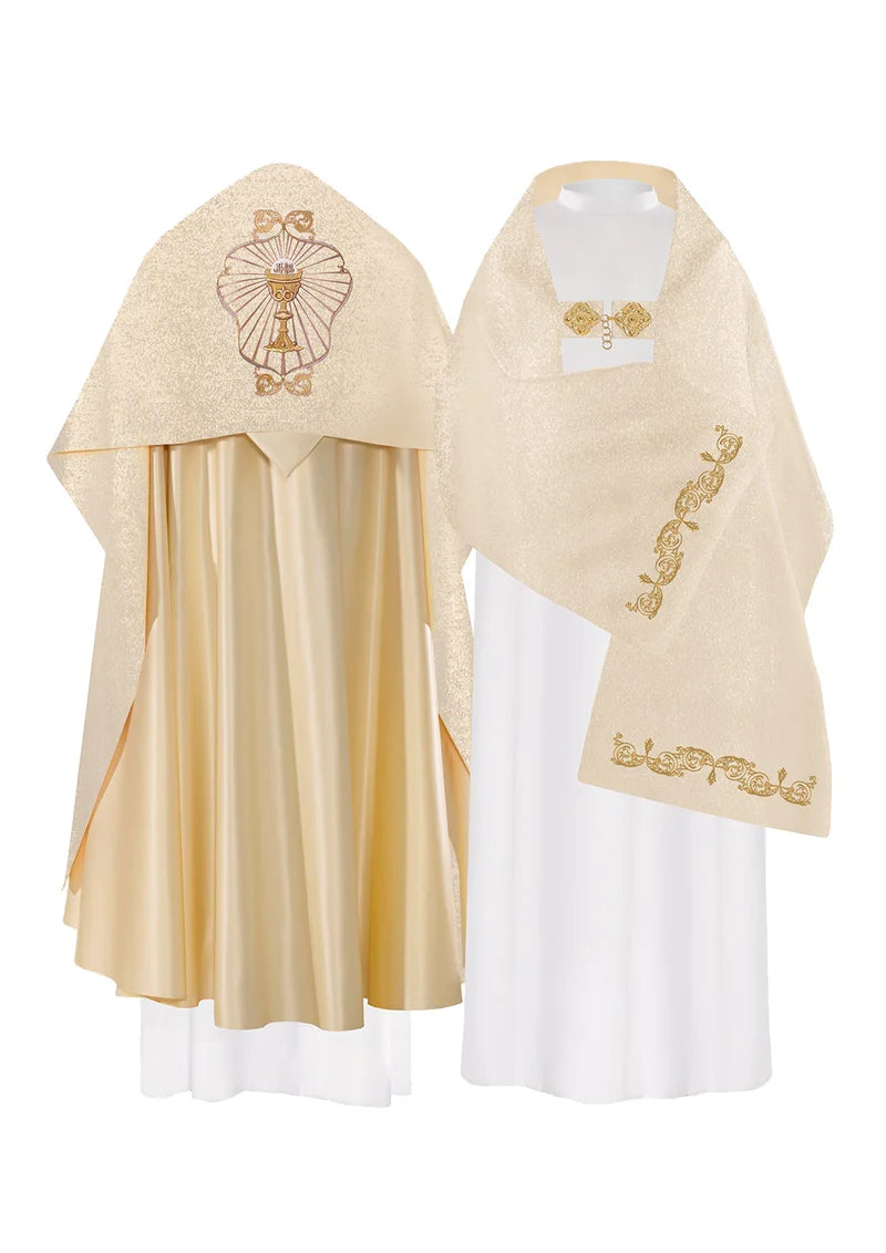 Złoty welon liturgiczny haftowany z kielichem