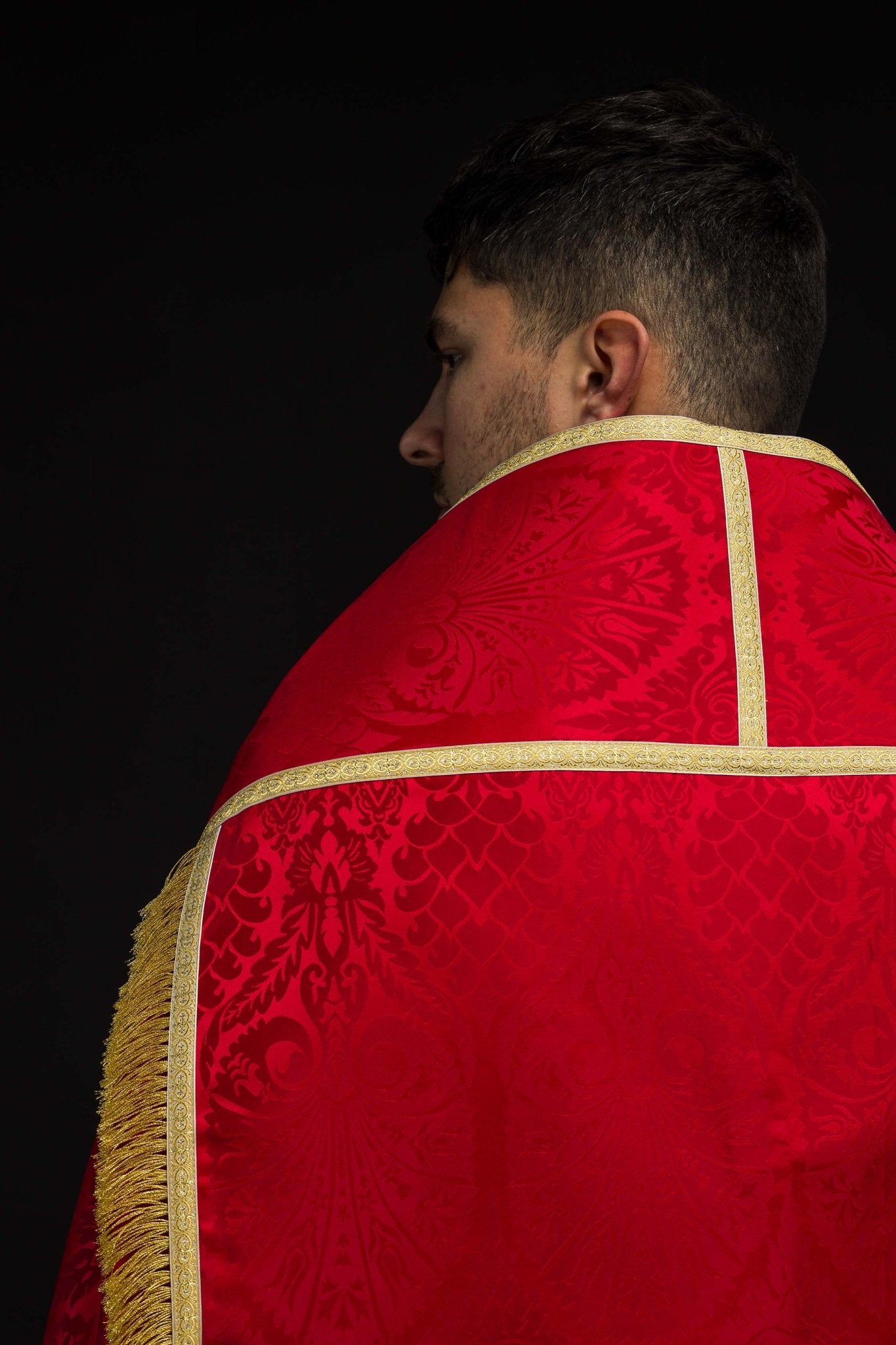 Żakardowa kapa rzymska gładka Czerwona