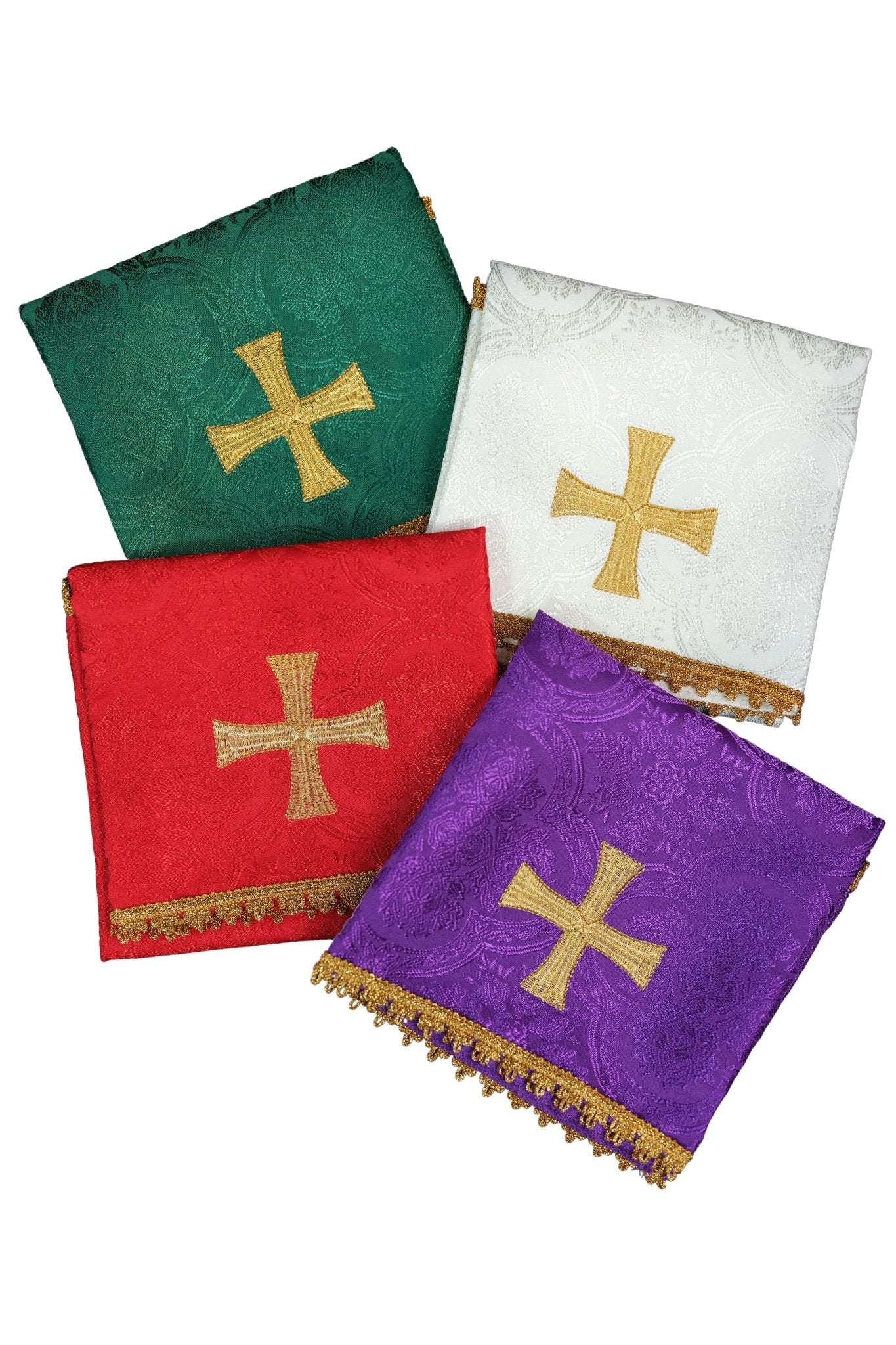 Zestaw żakardowych welonów na kielich w czterech kolorach liturgicznych