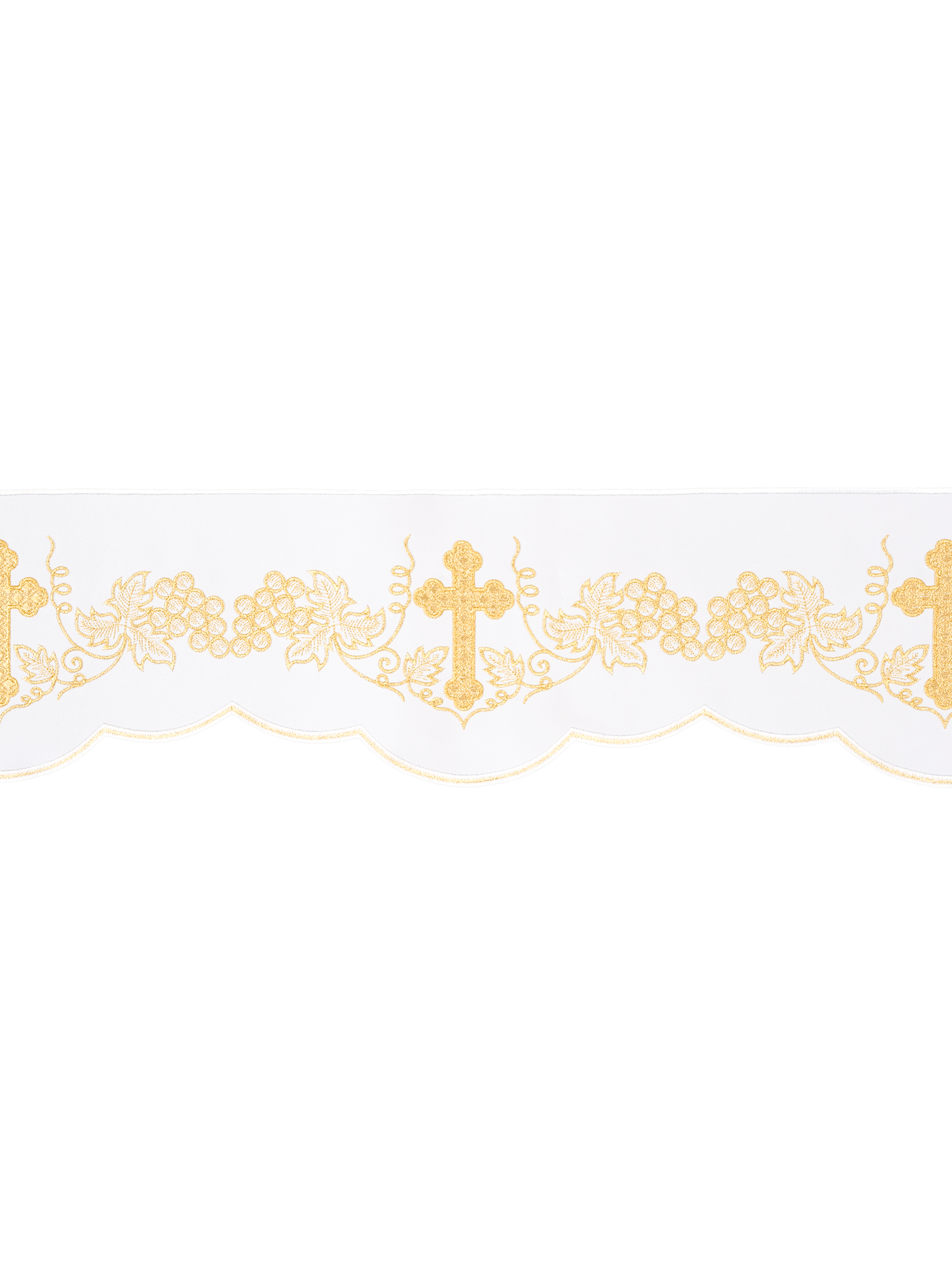 Metraż z haftem czołowym Krzyż i Winogrona Biały