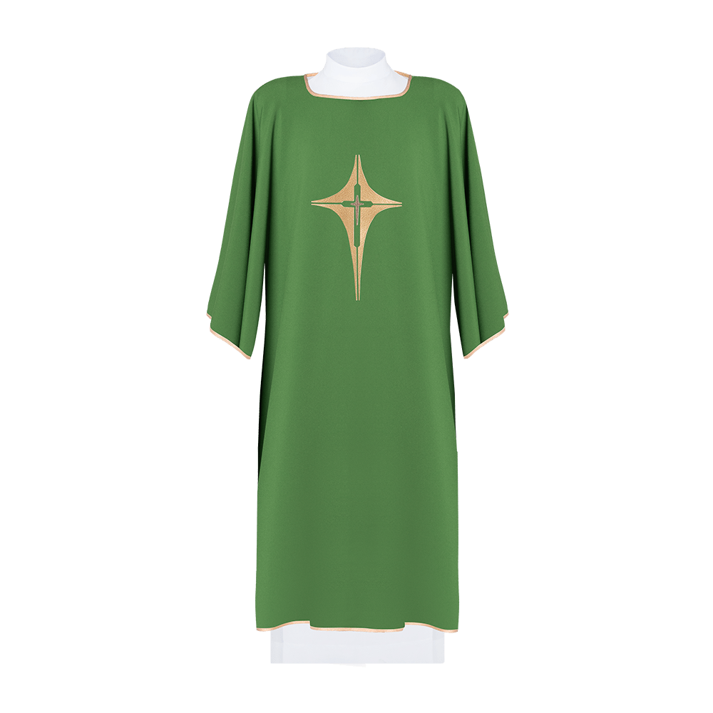 Zielona Dalmatyka z haftowanym złotym krzyżem