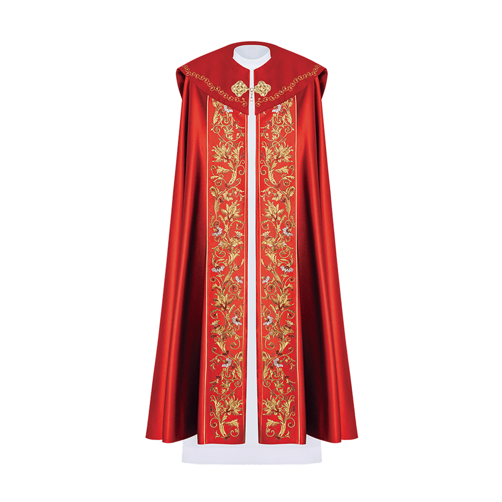 Kapa liturgiczna haftowana IHS w kolorze czerwonym