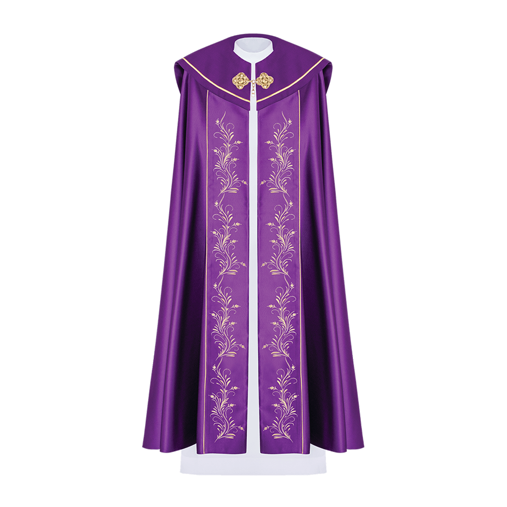 Fioletowa kapa liturgiczna z subtelnym haftem
