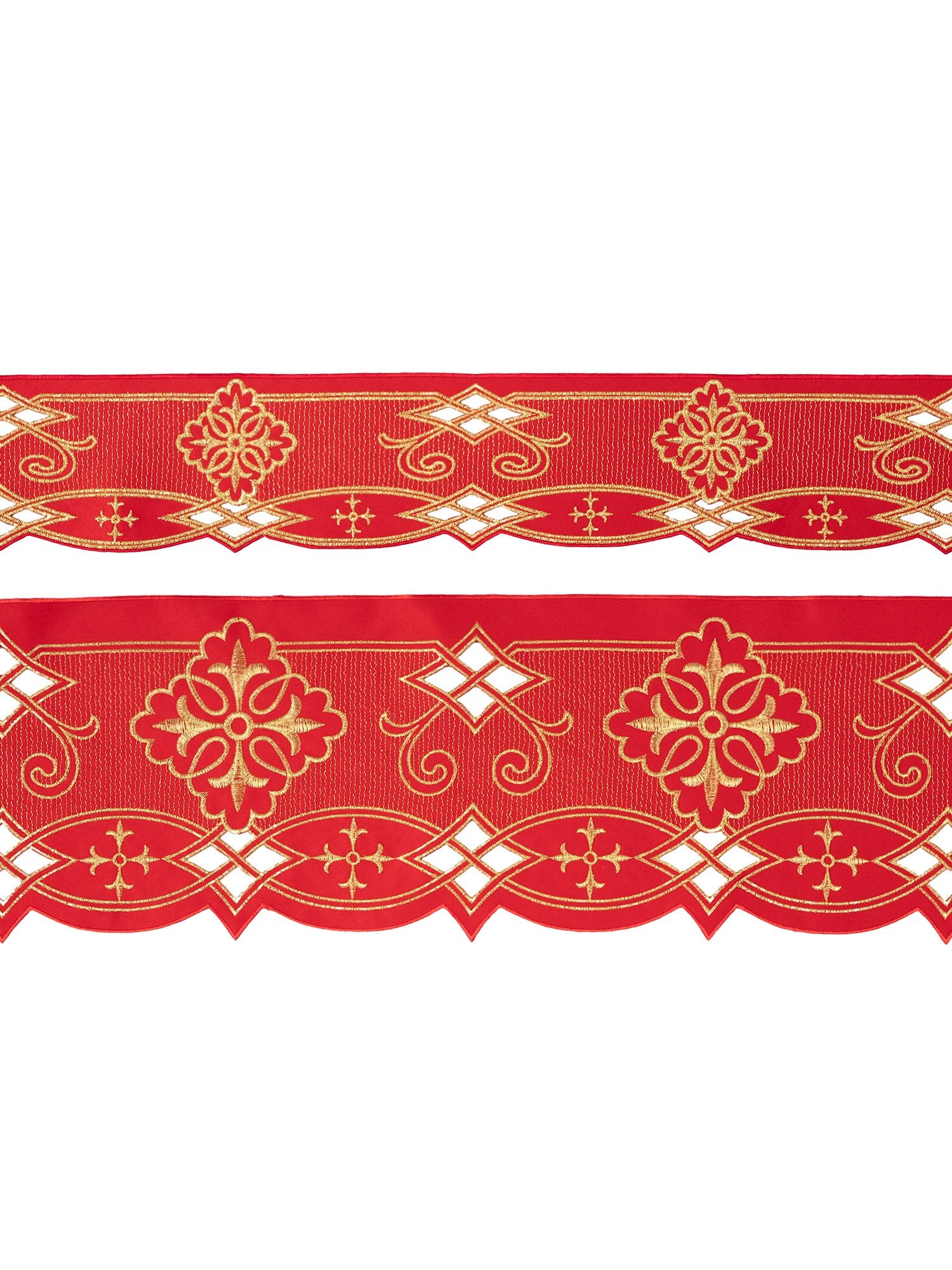 Metraż z haftem czołowym Rozeta Czerwony