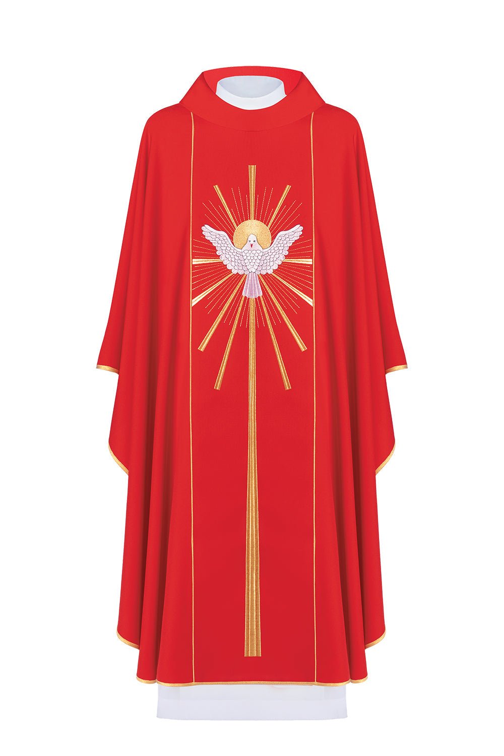 Ornat haftowany z Duchem Świętym w kolorze czerwonym