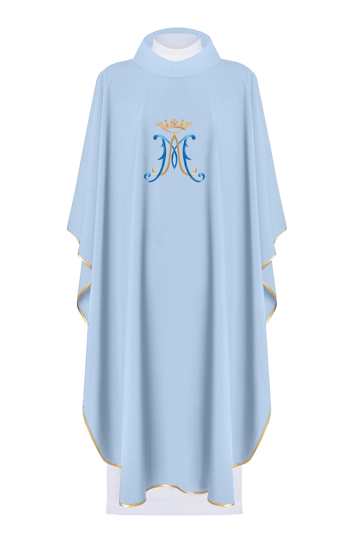 Niebieski ornat haftowany motyw Maryjny