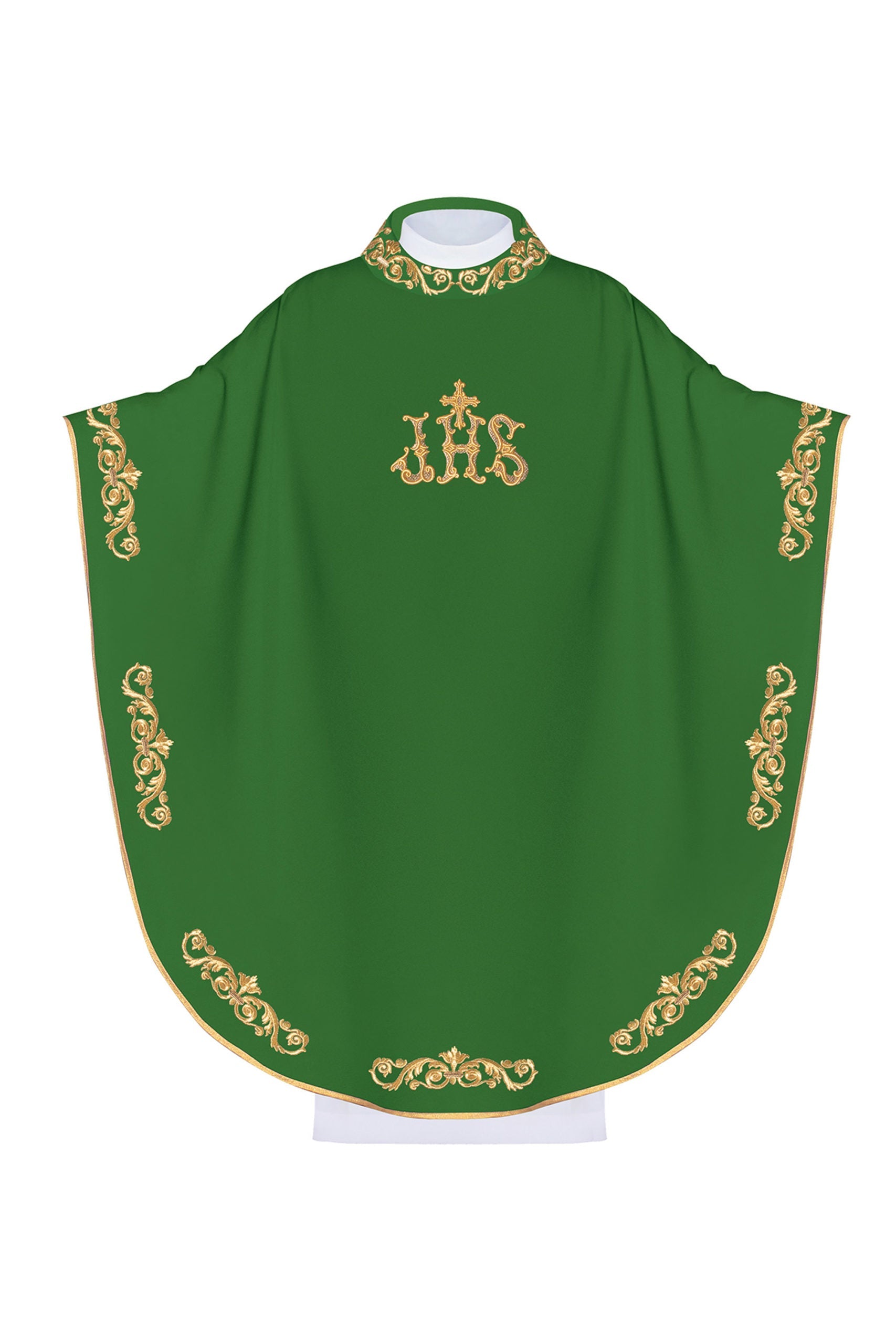 Ornat haftowany z symbolem IHS KOR/157 Zielony