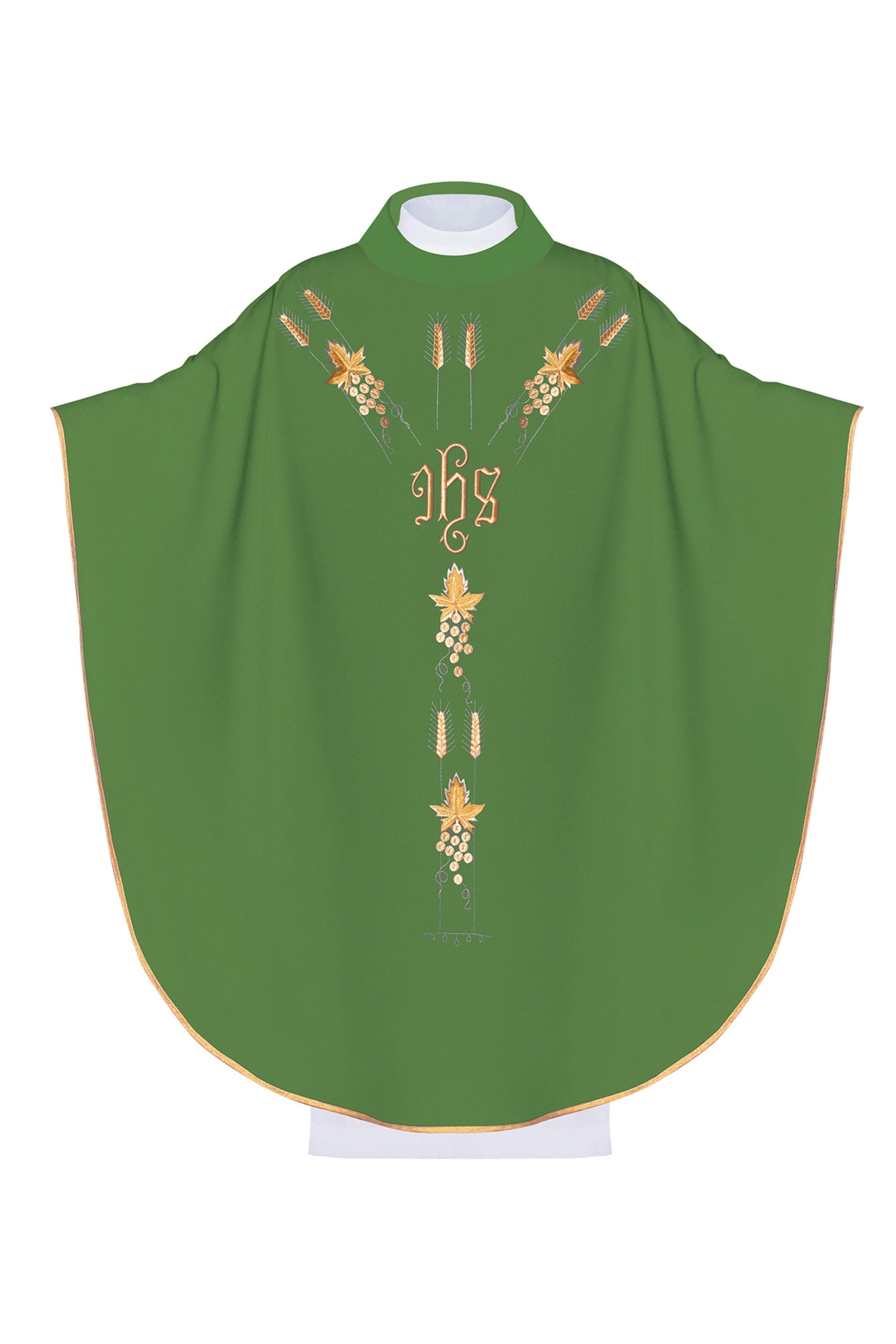 Ornat haftowany z symbolem IHS winogrona KOR/057 Zielony