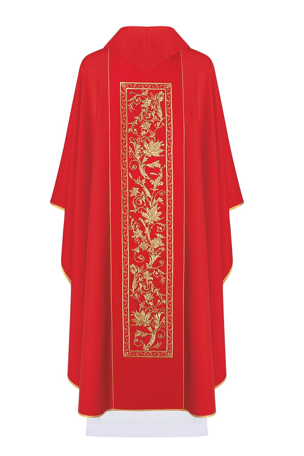 Ornat haftowany z symbolem kielicha eucharystycznego KOR/040 Czerwony - ORNATY.PL