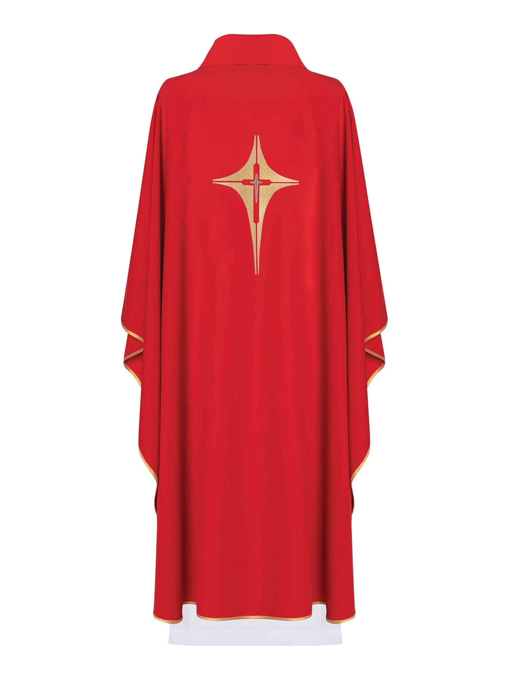 Ornat haftowany z symbolem krzyża KOR/002 Czerwony - ORNATY.PL