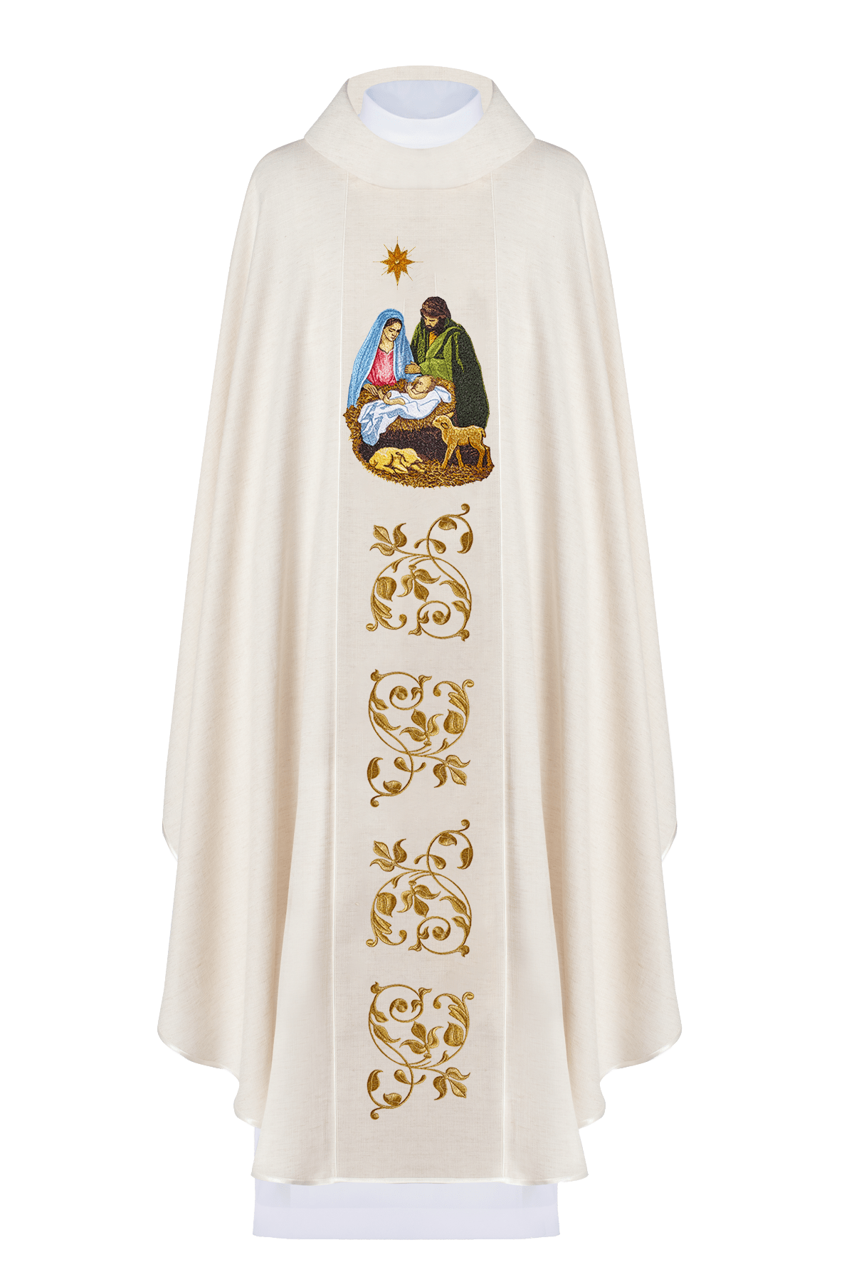 Ornat haftowany z wizerunkiem Świętej Rodziny Złoty