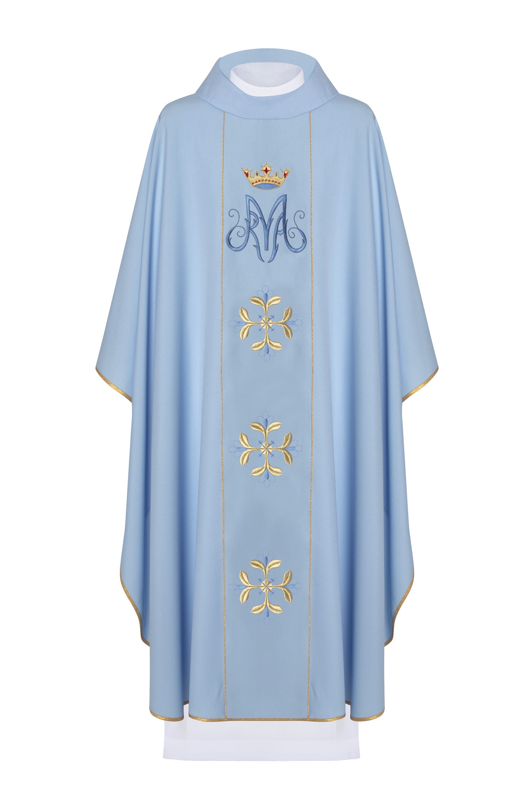 Niebieski ornat liturgiczny maryjny z pasem