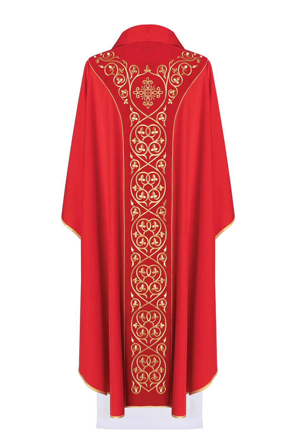 Ornat liturgiczny zdobiony haftem na aksamicie KOR/169 Czerwony