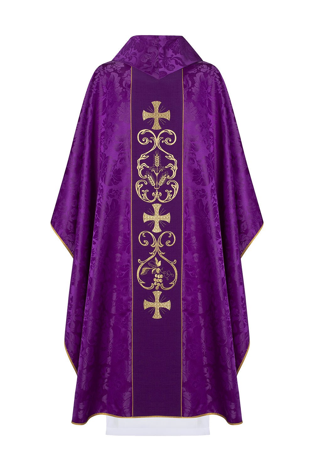Ornat liturgiczny zdobiony haftowanym pasem KOR/148 Fioletowy