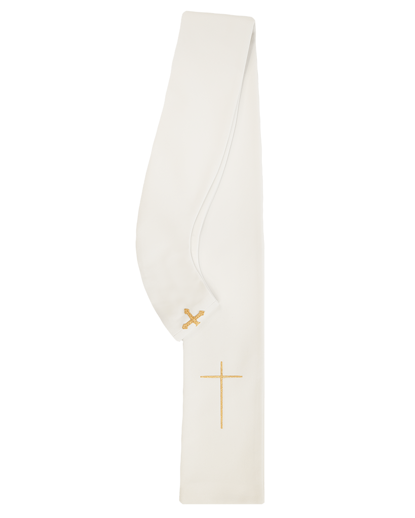 Ornat liturgiczny zdobiony haftem na aksamicie KOR/169 ECRU